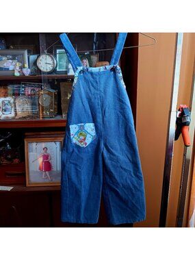 Vintage Boys Overalls 4T Handmade Kids Denim Astonaut Pocket 1970's Handmade